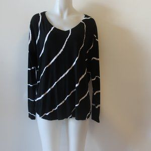 Womens Integrity Black White Long Sleeve V-Neck Top XL *